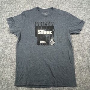 Volcom Stone T Shirt Mens Medium Charcoal Gray Cotton Graphic Print Crew Neck